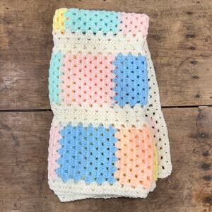 Granny square Crochet Pastel Baby blanket Handmade Baby Blanket Afghan 42” x43”